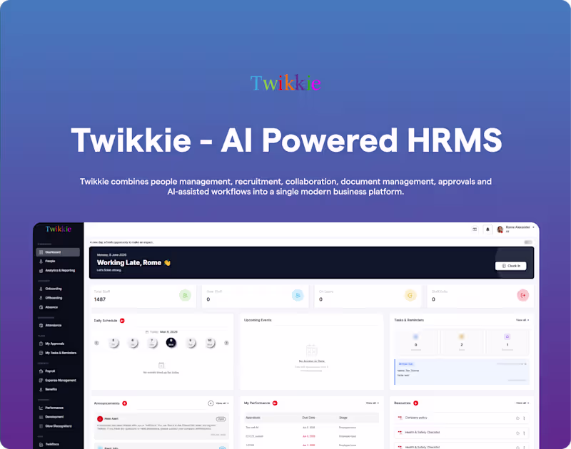 Cover image for Twikkie - AI Powered HRMS