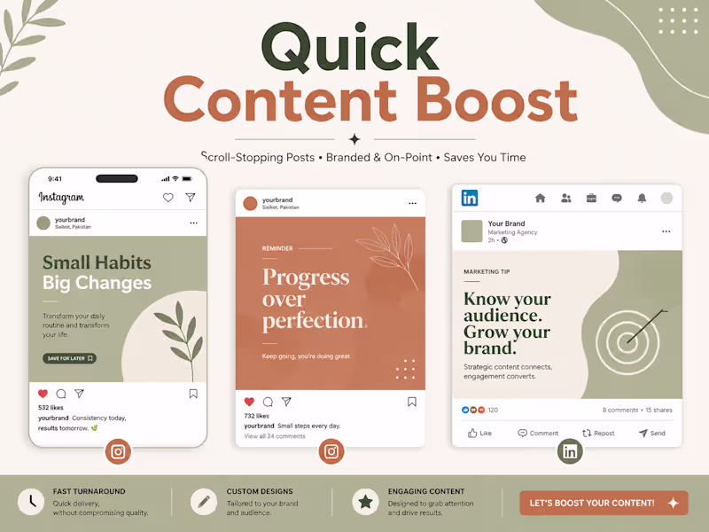 Cover image for Quick Content Boost — 5 Social Posts