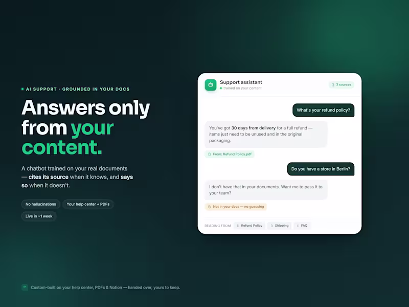 Cover image for AI chatbot that actually knows your business, from your docs
