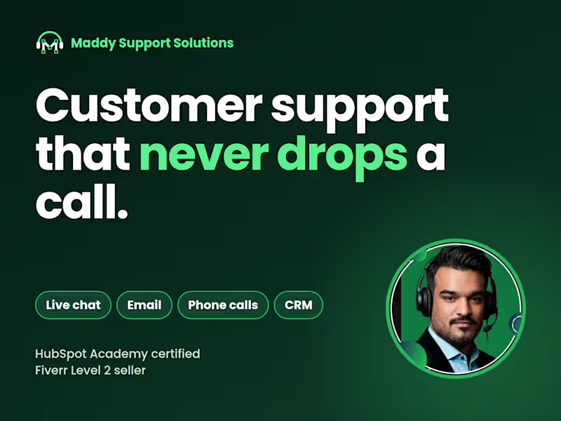 Cover image for Customer Support Live Chat, Email, Phone Calls and CRM