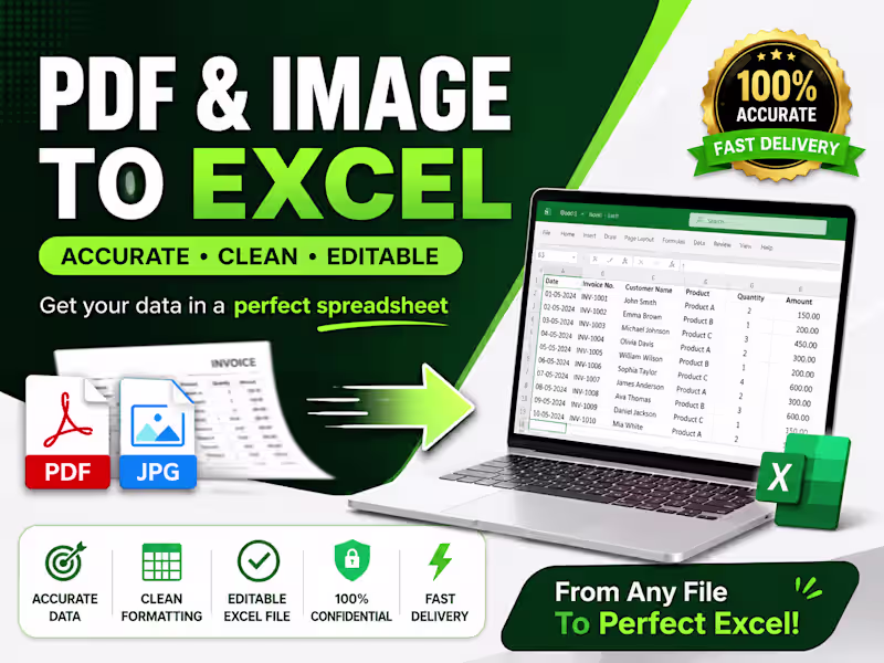 Cover image for I Will Convert PDF, Scanned Docs & Images to Excel Accurately