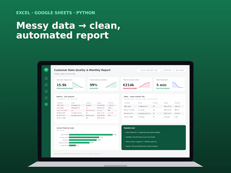Cover image for Data Cleaning & Automated Monthly Report