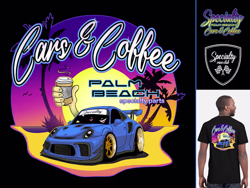 Cover image for T-Shirt design Cars and Coffee Palm Beach 