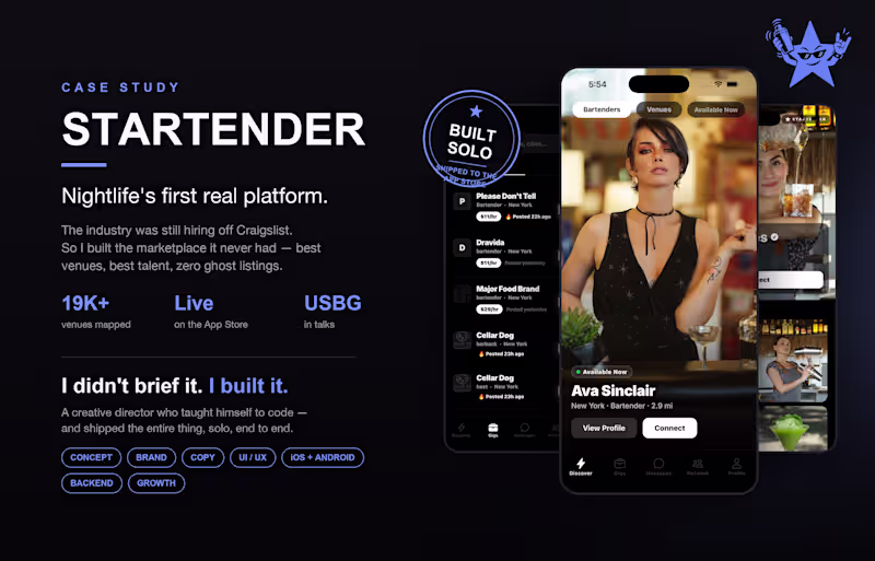 Cover image for Founder/Builder of Startender App
