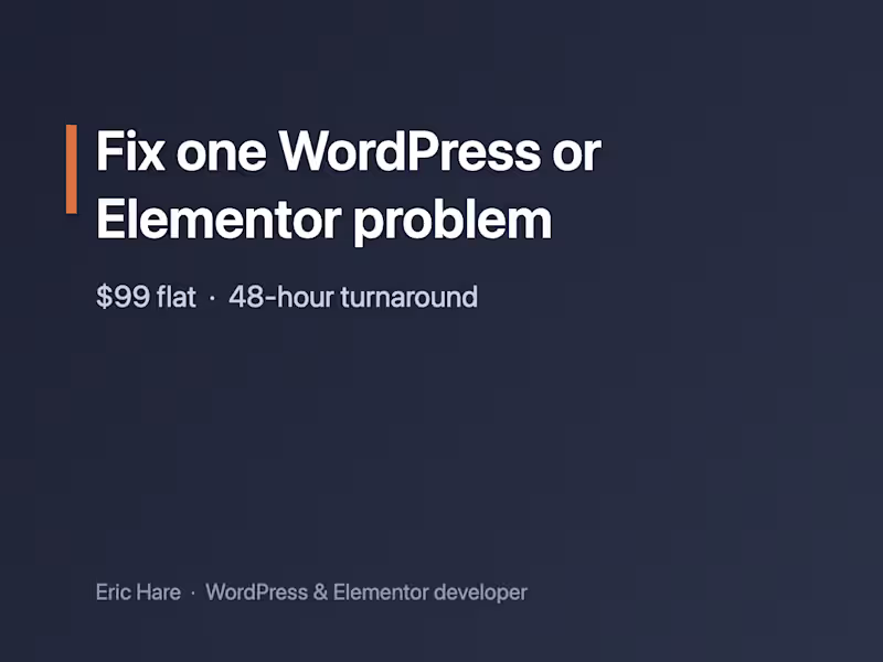 Cover image for Fix one WordPress or Elementor problem