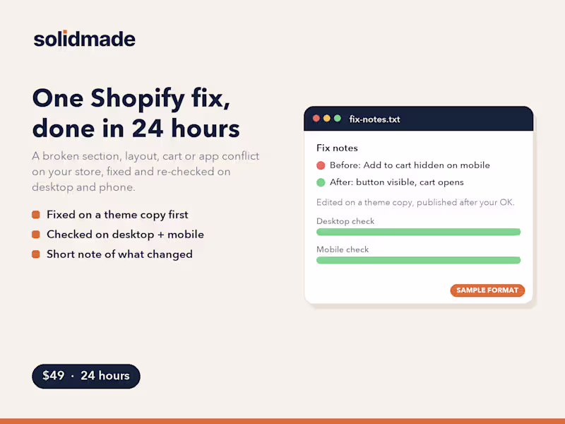 Cover image for One Shopify fix, done in 24 hours