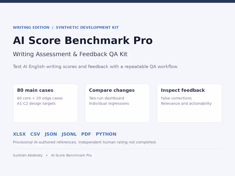 Cover image for AI Score Benchmark Pro — Writing Assessment QA Toolkit