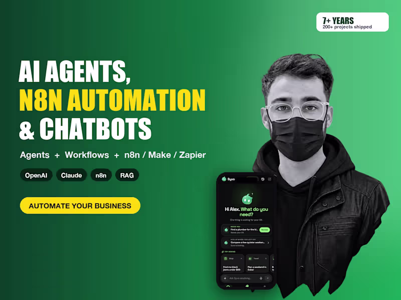 Cover image for AI Agents, n8n Automation Workflows and Custom AI Chatbots