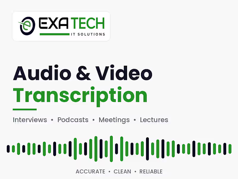 Cover image for Accurate Audio & Video Transcription, Fast Turnaround
