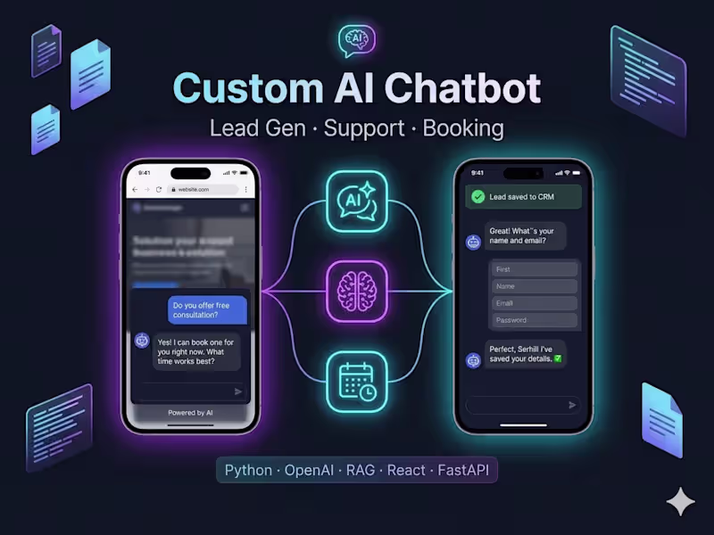 Cover image for Custom AI Chatbot for Your Website — Lead Gen & Support