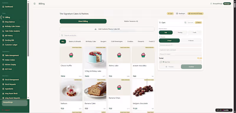 Cover image for Bakery POS with kitchen order