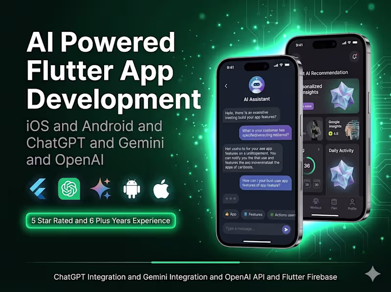 Cover image for AI Powered Flutter App Development for iOS App and Android App