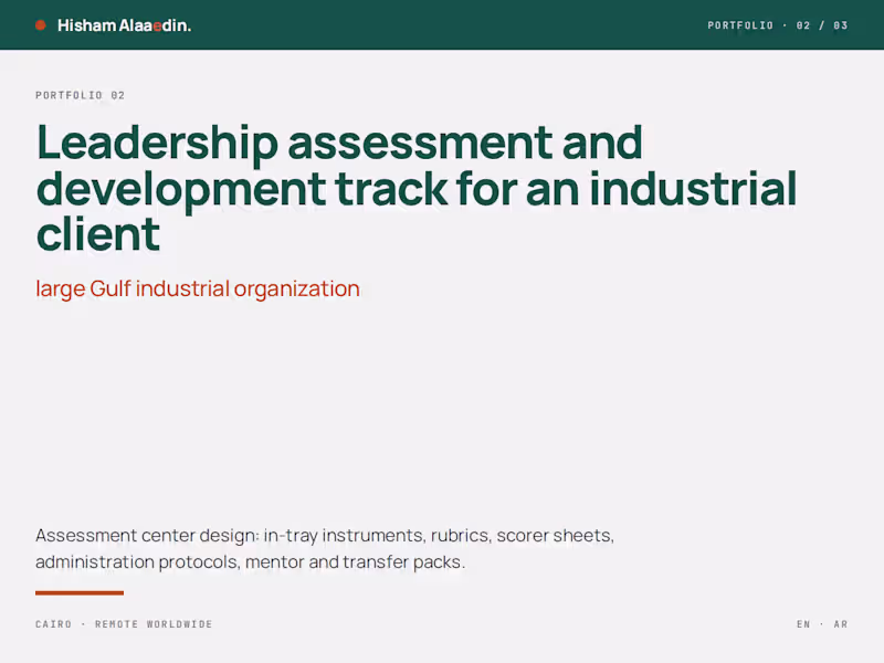 Cover image for Leadership Assessment Track for a Gulf Industrial Client