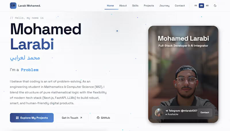 Cover image for LARABI MOHAMED Canvas — Interactive 3D Developer Portfolio &...