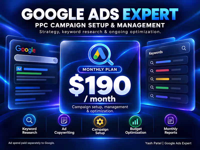 Cover image for Google Ads Campaign Setup & Monthly Management