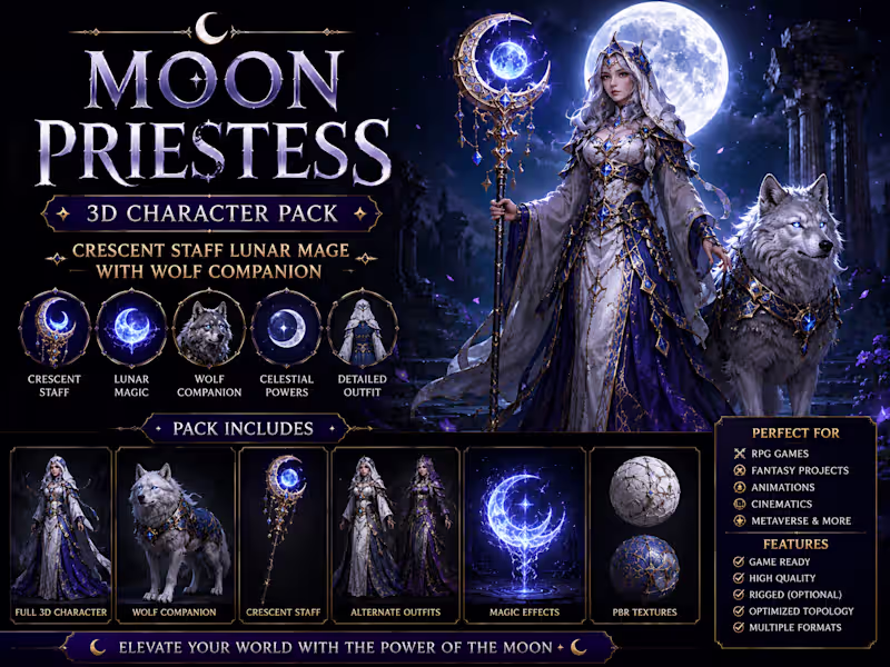 Cover image for Moon Priestess 3D Character Pack
