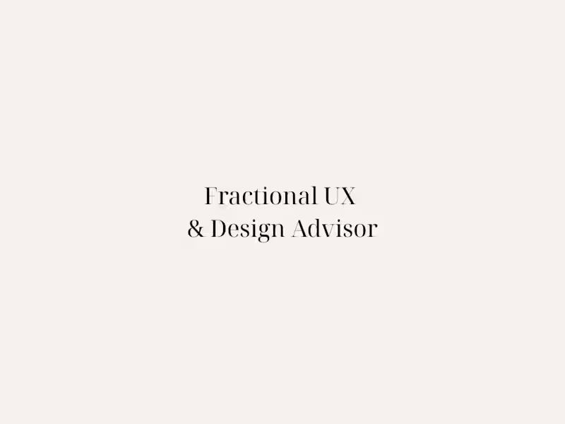 Cover image for Fractional UX & Design Advisor