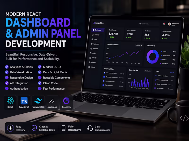 Cover image for Modern React Dashboard & Admin Panel Development