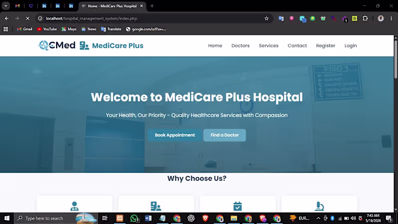 Cover image for E-Clinic Hospital Management System
A healthcare