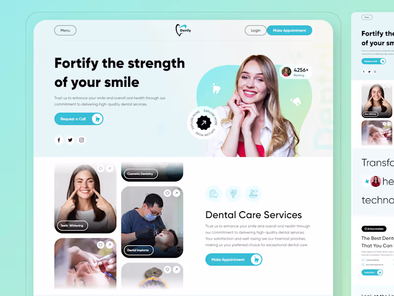 Cover image for Dently - Dentist Clinic Website Home Page Design