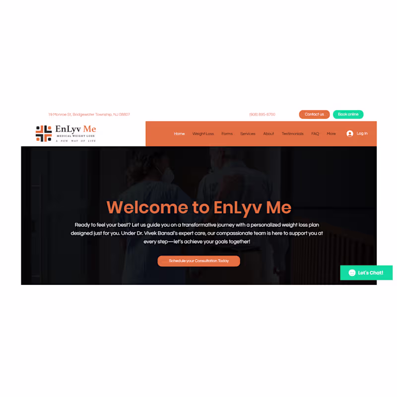 Cover image for Enlyv Me — A Professional Wellness Clinic Website