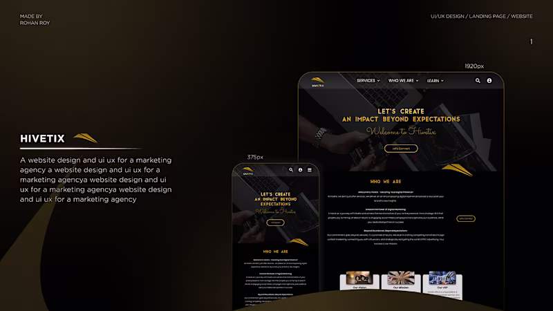Cover image for HIVETIX | UI/UX of a Marketing Agency :: Behance