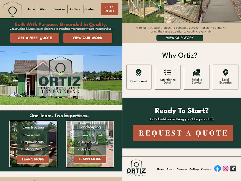 Cover image for Ortiz Construction + Landscaping Brand Refresh & Website Design