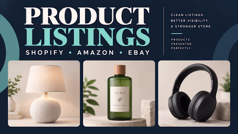 Cover image for Shopify, Amazon or eBay product listings