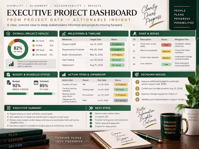 Cover image for Executive Project Dashboard
I transform complex
