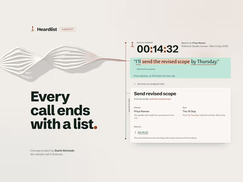 Cover image for Heardlist: trace a task back to the words that created it
