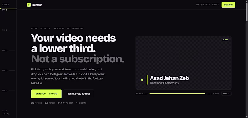 Cover image for Bumper — the motion graphics tool I wanted to exist. My AI v...