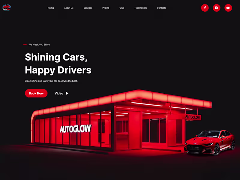 Cover image for AutoGlow Premium Car Detailing Website Design