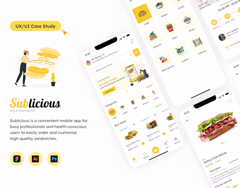 Cover image for Sublicious - UX/UI Case Study on a Gourmet Sandwich App