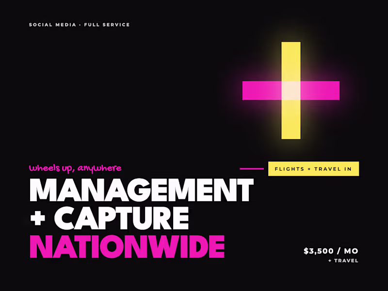 Cover image for Social Media Management + NATIONAL Content capture (3mo minimum)