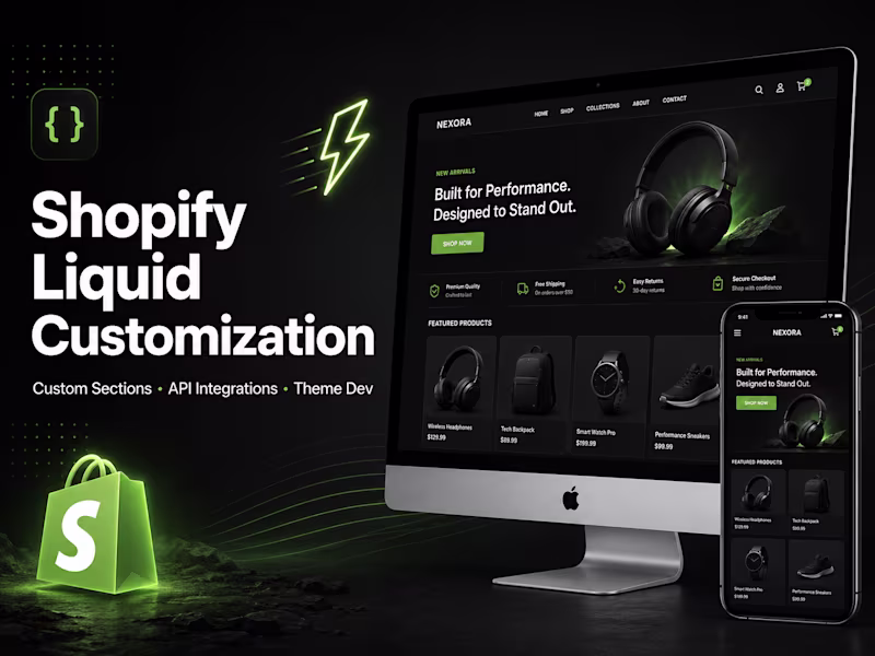 Cover image for Shopify Liquid Theme Customization & Section Development