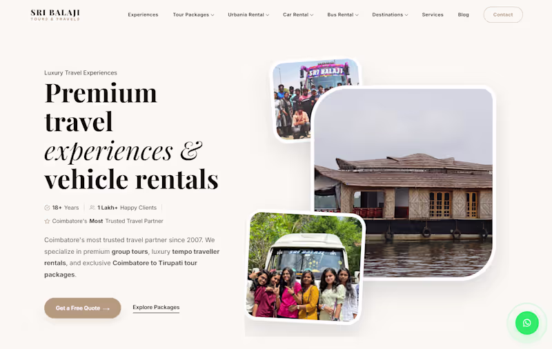 Cover image for Sri Balaji Tours Website Design