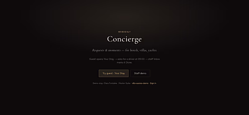 Cover image for Webdesly Concierge — Digital Concierge