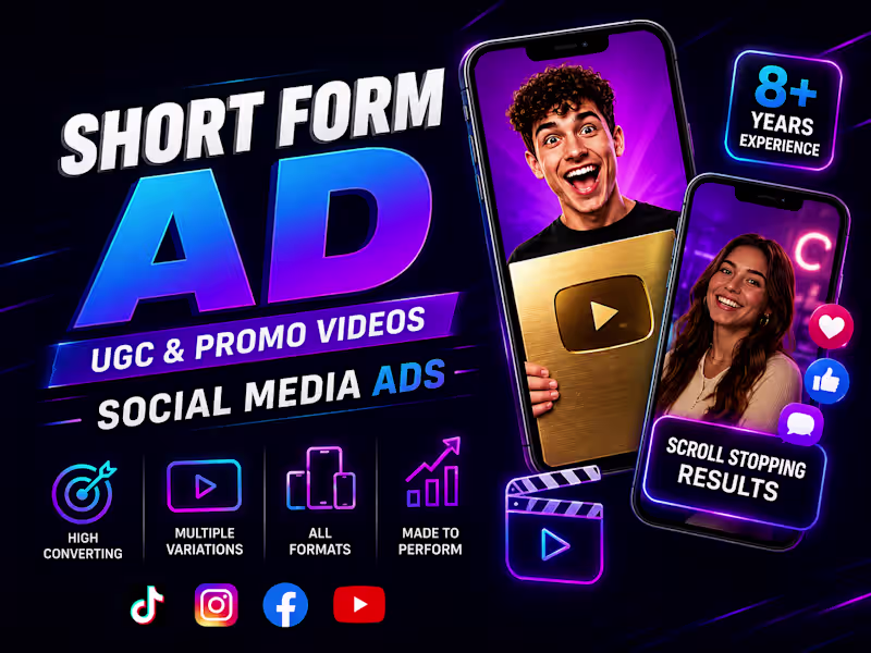 Cover image for  Short Form Ad, UGC & Promo Videos | Social Media Ads