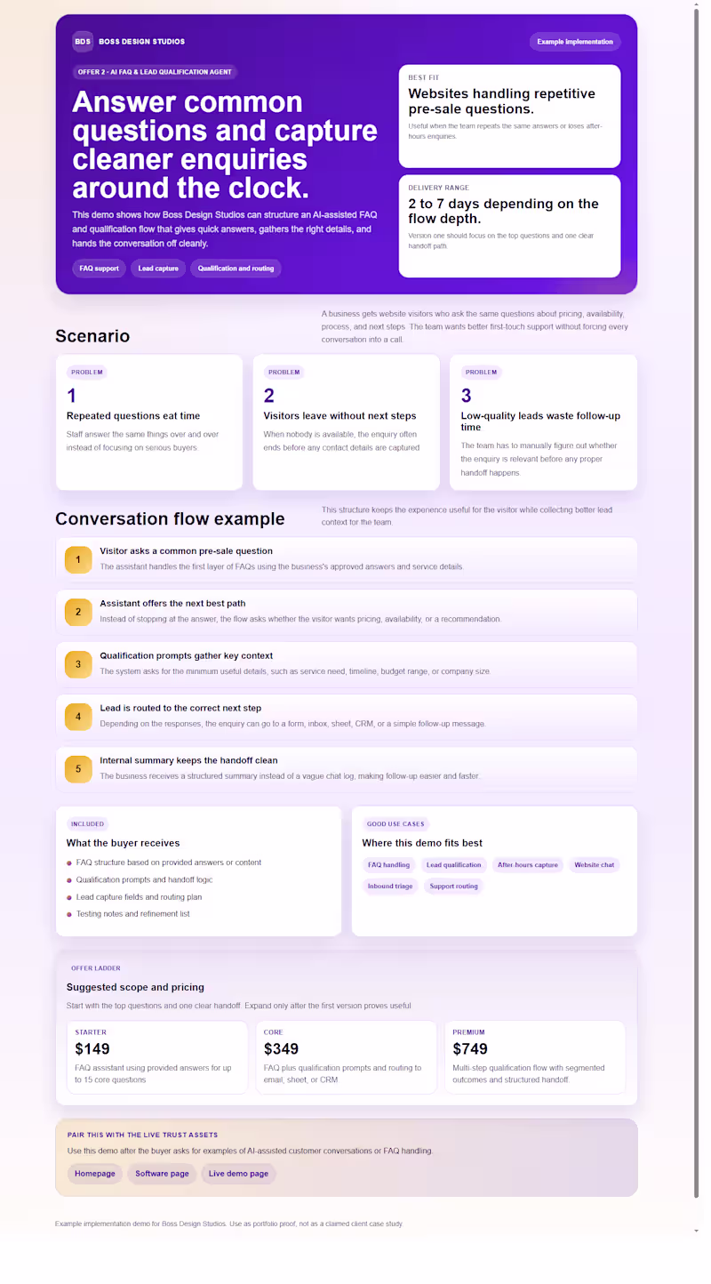 Cover image for AI FAQ & Lead Qualification Demo
