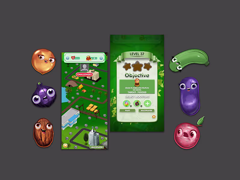 Cover image for Gbas Gbos -Match 3 fruit game on Google Play & Apple store
