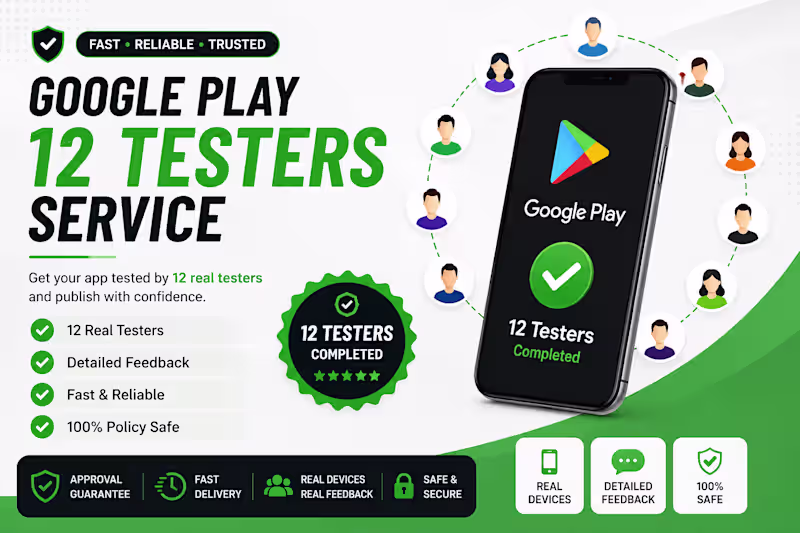 Cover image for Title:
Google Play 12 Testers Service
Description:
I