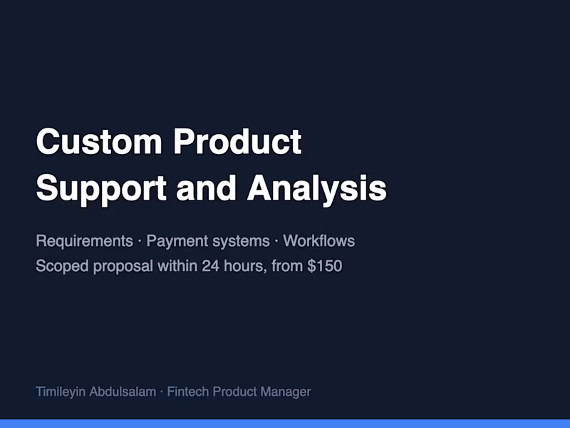 Cover image for Custom Product Support and Analysis
