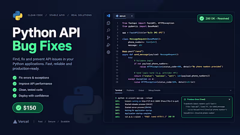 Cover image for Fix a Python, Flask, or FastAPI API Issue