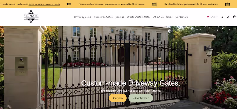 Cover image for Ornate Steelworks - Canada based metal manufacturer
