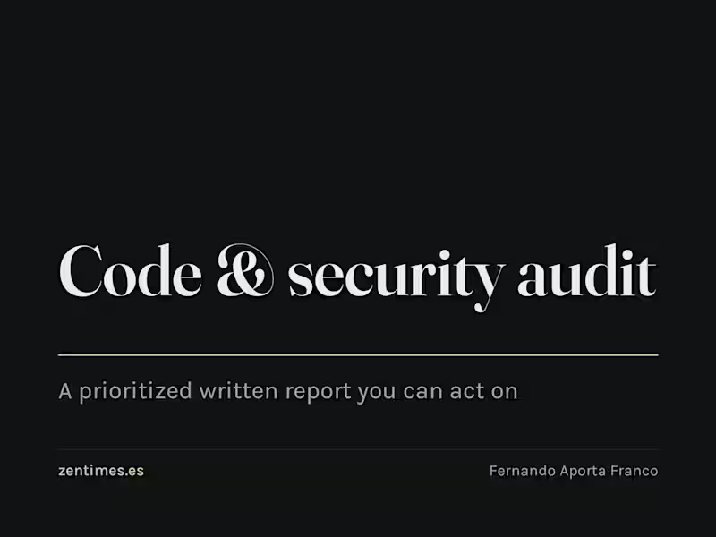 Cover image for Code & Security Audit — Prioritized Written Report