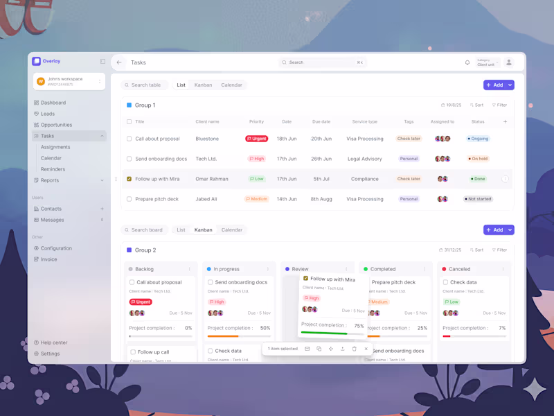 Cover image for CRM Dashboard  UI - Leads & Tasks
