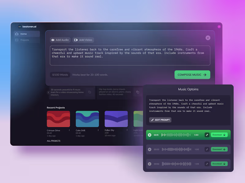 Cover image for AI Music Platform, Designed to Get Out of the Way
