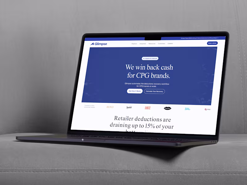 Cover image for Glimpse — AI Revenue Recovery Website Design & Webflow Build