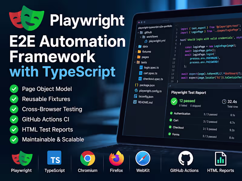 Cover image for Playwright E2E Test Automation Framework with TypeScript