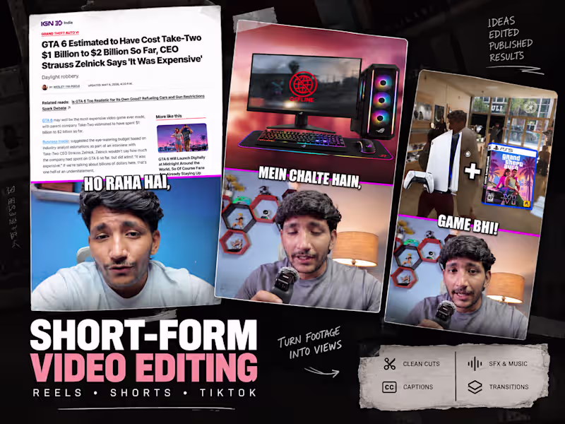Cover image for Short-Form Video Editing for YouTube Shorts & Reels